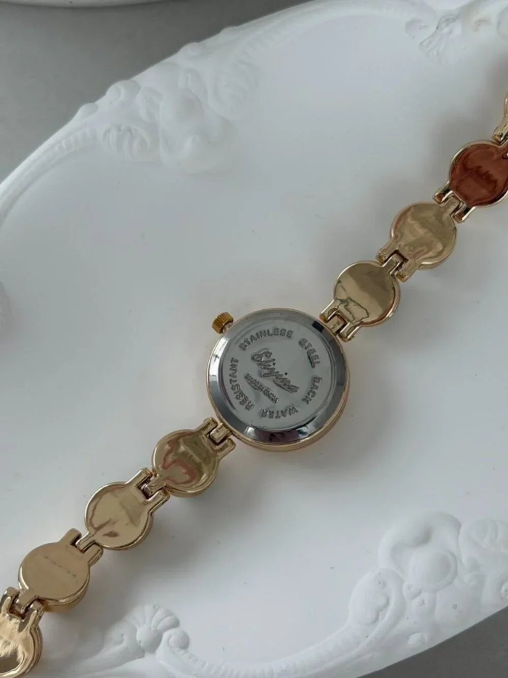 Sku0502 Retro Gold Green Gemstone Women Watch Bracelet Stainless steel+gift bag